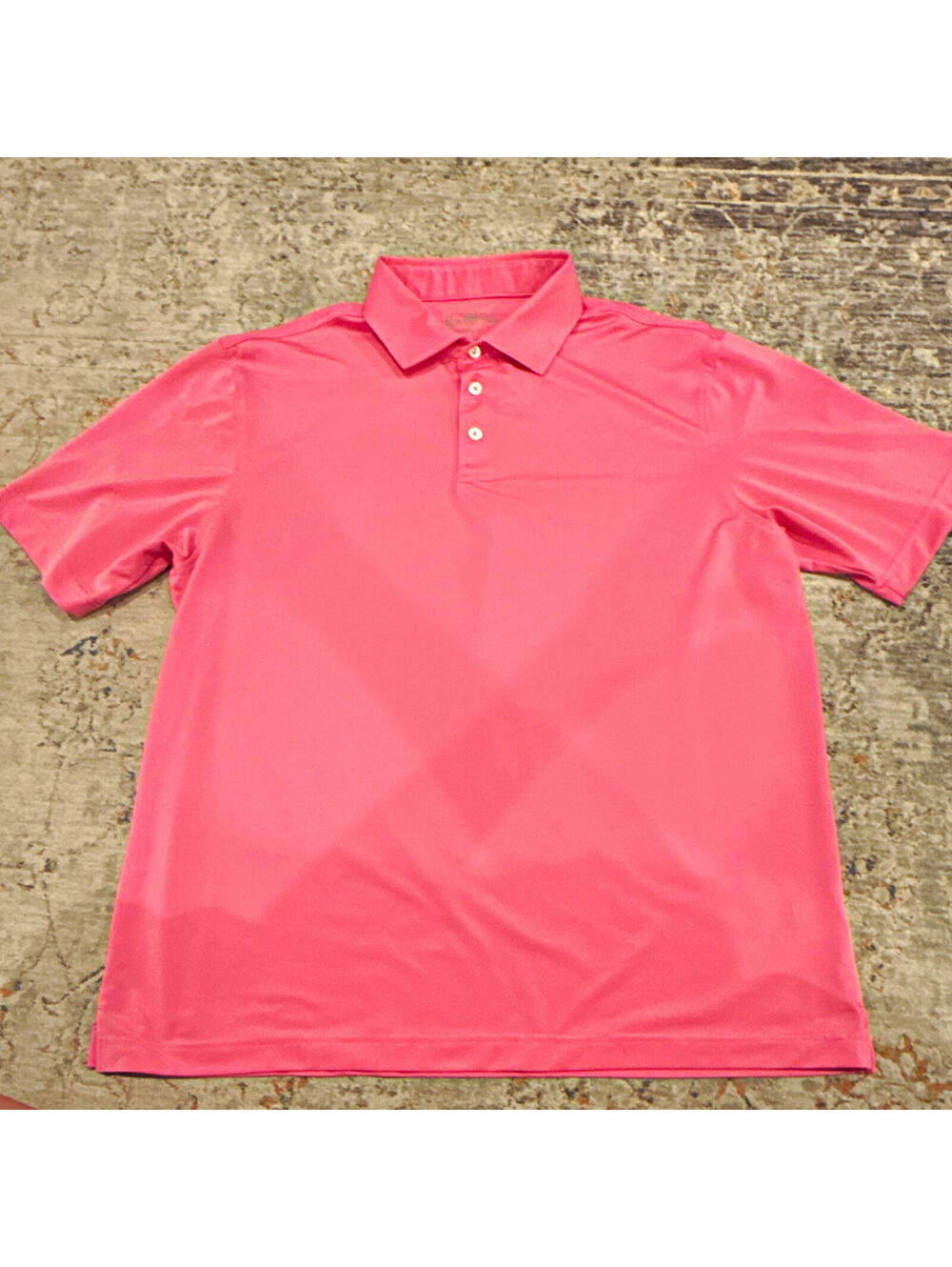 Alan Paine Men's Polo Shirt S Pink Solid Short Sleeve Collared Logo Knit A407